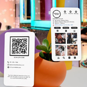 Eenvoudig zwart wit salon Instagram QR Code Modern Visitekaartje