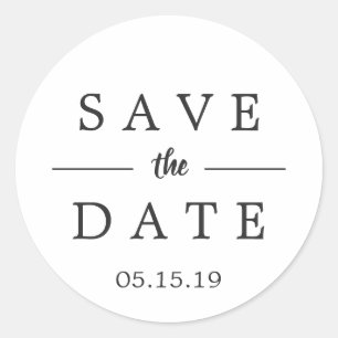 Eenvoudig Zwart & Wit Save the Date Bruiloft Ronde Sticker