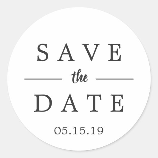 Eenvoudig Zwart & Wit Save the Date Bruiloft Ronde Sticker (Voorkant)