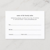 Eenvoudig zwart-wit schitterend cadeaubon kortingskaartje (Achterkant)