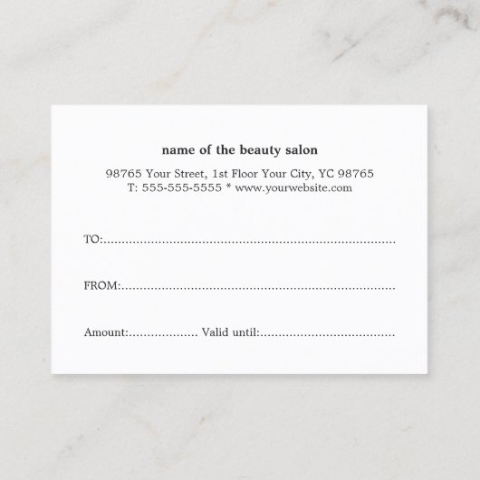 Eenvoudig zwart-wit schitterend cadeaubon kortingskaartje (Achterkant)