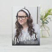 Eenvoudig zwart-wit script 4 foto Afstuderen Kaart (Staand voorkant)