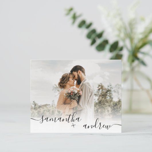 Eenvoudig zwart wit script 5 foto's budget bruilof (Staand voorkant)