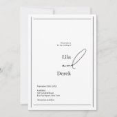 Eenvoudig Zwart-wit Script Border Lijst Bruiloft Kaart (Voorkant)