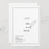 Eenvoudig Zwart-wit Script Border Lijst Bruiloft Kaart (Voorkant / Achterkant)