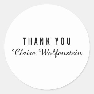 Eenvoudig Zwart-wit Script Business Bedankt Ronde Sticker