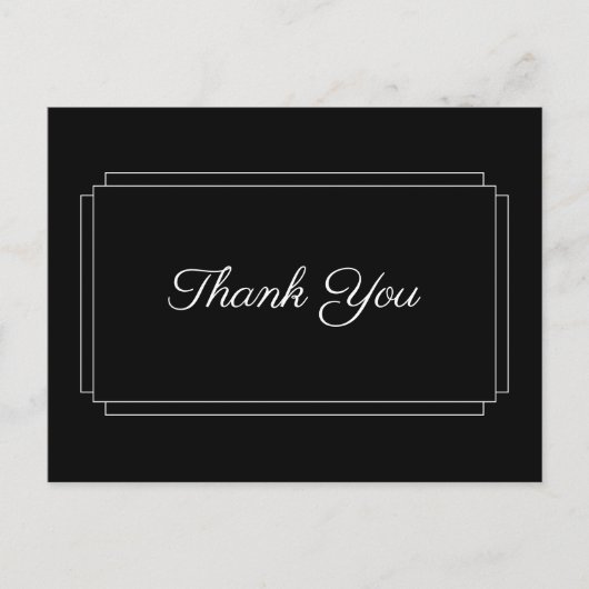 Eenvoudig zwart-wit script Business Dank u Briefkaart (Voorkant)