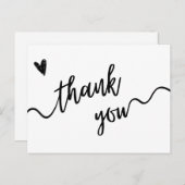 Eenvoudig zwart-wit script dank u kaart (Voorkant / Achterkant)