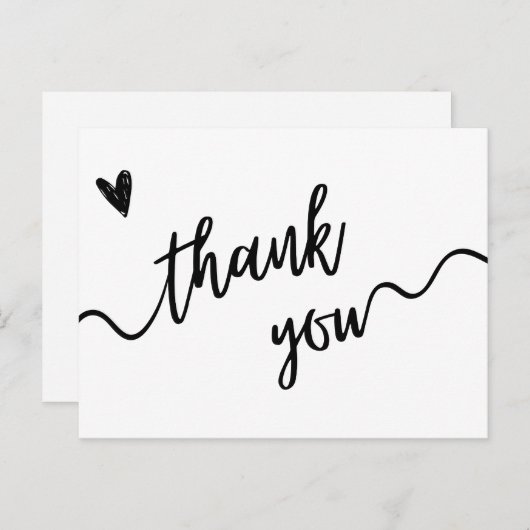 Eenvoudig zwart-wit script dank u kaart (Voorkant / Achterkant)