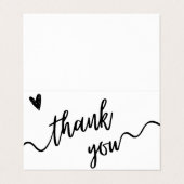 Eenvoudig zwart-wit script dank u kaart visitekaartje (Buitenkant ongevouwen)