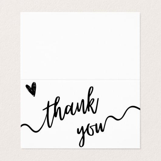 Eenvoudig zwart-wit script dank u kaart visitekaartje (Buitenkant ongevouwen)
