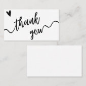 Eenvoudig zwart-wit script dank u kaart visitekaartje (Voorkant / Achterkant)