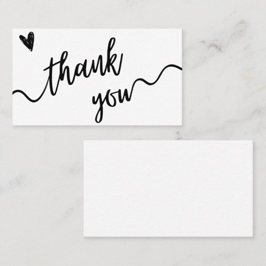 Eenvoudig zwart-wit script dank u kaart visitekaartje (Voorkant / Achterkant)