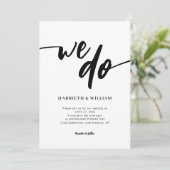 Eenvoudig zwart-wit script dat we doen bruiloft kaart (Staand voorkant)