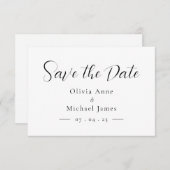Eenvoudig zwart-wit script De datum opslaan Save The Date (Voorkant / Achterkant)