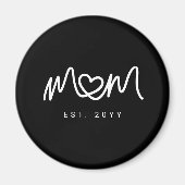 Eenvoudig Zwart & Wit Script Hart Moeder Gevestigd Magneet (Voorkant)