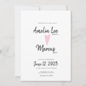 Eenvoudig zwart-wit Script Heart Weddenschap Kaart (Voorkant)