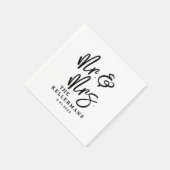 Eenvoudig Zwart Wit Script Huwelijk Servet (Hoek)