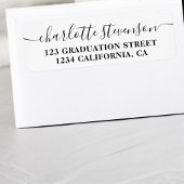 Eenvoudig zwart wit script mailing afstuderen etiket