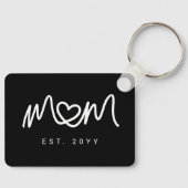 Eenvoudig zwart-wit script  Moeder opgericht Est Sleutelhanger (Voorkant)