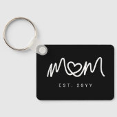 Eenvoudig zwart-wit script  Moeder opgericht Est Sleutelhanger (Achterkant)