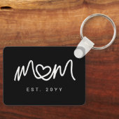 Eenvoudig zwart-wit script  Moeder opgericht Est Sleutelhanger (Voorkant)