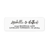 Eenvoudig zwart wit script retouradres etiket (Voorkant)