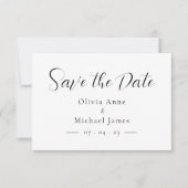 Eenvoudig Zwart & Wit Script Save the Date (Voorkant)