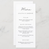 Eenvoudig zwart-wit script Wedding Menu kaart (Voorkant / Achterkant)