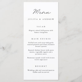 Eenvoudig zwart-wit script Wedding Menu kaart