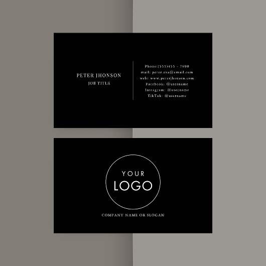 Eenvoudig Zwart-wit Social Media Company Logo Visitekaartje