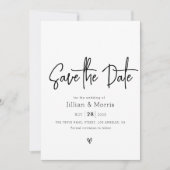 eenvoudig zwart-wit sparen de datumuitnodiging kaart (Voorkant)