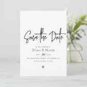 eenvoudig zwart-wit sparen de datumuitnodiging kaart (Staand voorkant)