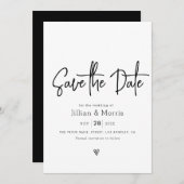 eenvoudig zwart-wit sparen de datumuitnodiging kaart (Voorkant / Achterkant)