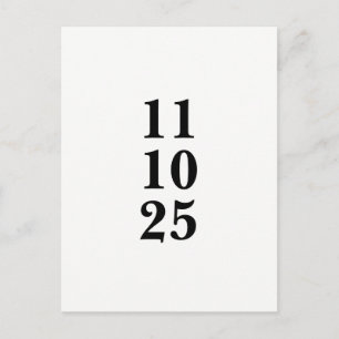 Eenvoudig zwart-wit sparen het datumbriefkaart aankondigingskaart