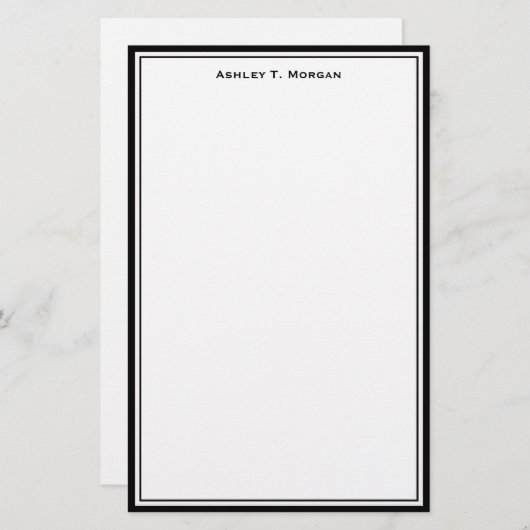 Eenvoudig zwart-wit, speciaal gepersonaliseerd ont briefpapier (Voorkant / Achterkant)