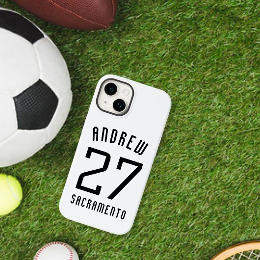 Eenvoudig zwart-wit sportnummer Case-Mate iPhone case