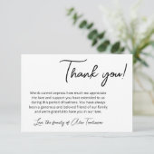 Eenvoudig zwart wit sterfgeval Dank u Bedankkaart (Staand voorkant)