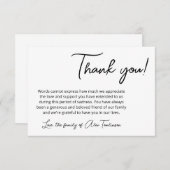 Eenvoudig zwart wit sterfgeval Dank u Bedankkaart (Voorkant / Achterkant)