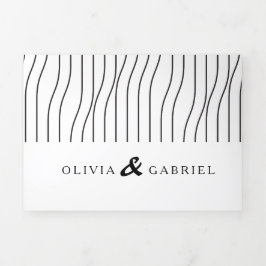 Eenvoudig zwart wit Stijlvolle bruiloft Drieluik Uitnodiging