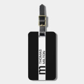 Eenvoudig Zwart Wit Streep Vet Monogram Bagagelabel (Voorkant verticaal)