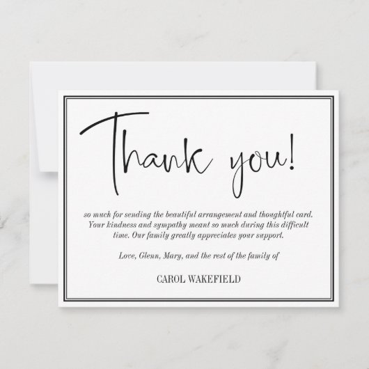 Eenvoudig zwart wit sympathie bedankt (Voorkant)