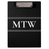 Eenvoudig zwart-wit tekst Sjabloon Monogram Klembord (Voorkant)
