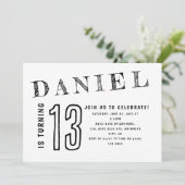 Eenvoudig zwart wit tiener tiener jongen verjaarda kaart (Staand voorkant)