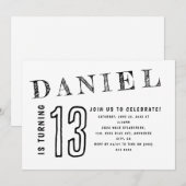 Eenvoudig zwart wit tiener tiener jongen verjaarda kaart (Voorkant / Achterkant)