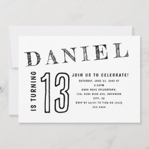 Eenvoudig zwart wit tiener tiener jongen verjaarda kaart