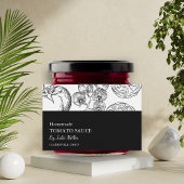 Eenvoudig Zwart & Wit Tomatensaus Label Voedselcontainer Etiket