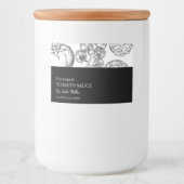 Eenvoudig Zwart & Wit Tomatensaus Label Voedselcontainer Etiket (Voorkant)