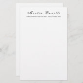 Eenvoudig Zwart Wit Trendy Calligraphy Schrift Briefpapier (Voorkant / Achterkant)