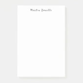 Eenvoudig zwart wit trendy kalligrafie script post-it® notes (Voorkant)